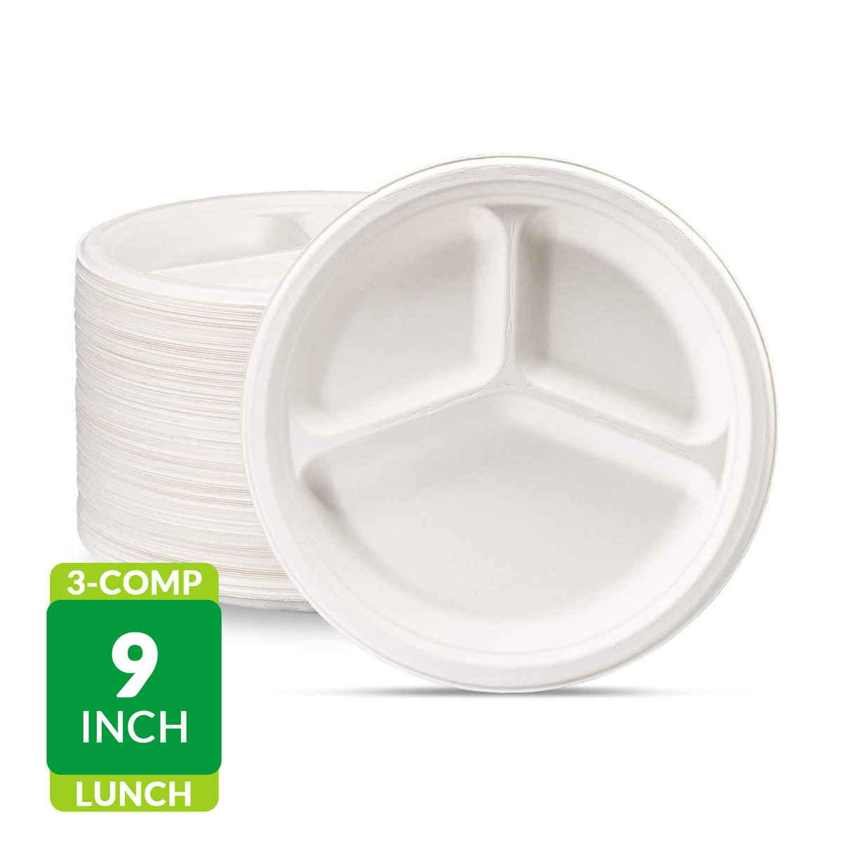 Fiber Paper Plate 9in 3-Comp