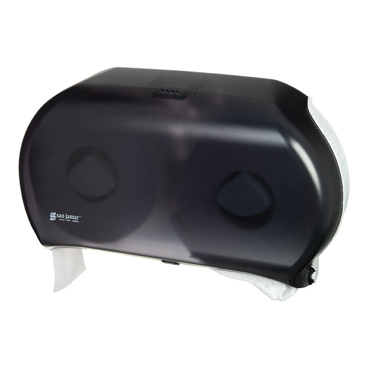 San Jamar Jumbo Roll Bath Tissue Dispenser (Double Roll, Universal, Black) 1 Count