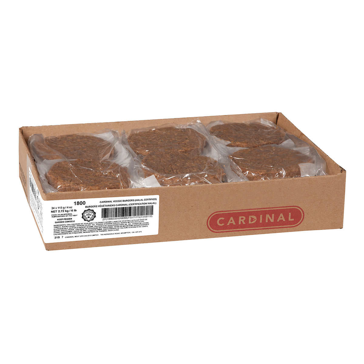 Cardinal Frz Veggie Burger (4oz/113g), 24 Count