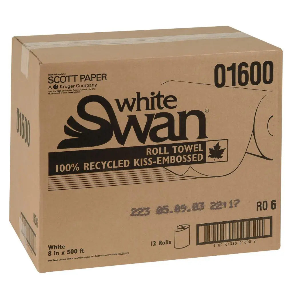 H040 Roll Paper Towel (1-Ply, White, 425ft), 12 Rolls