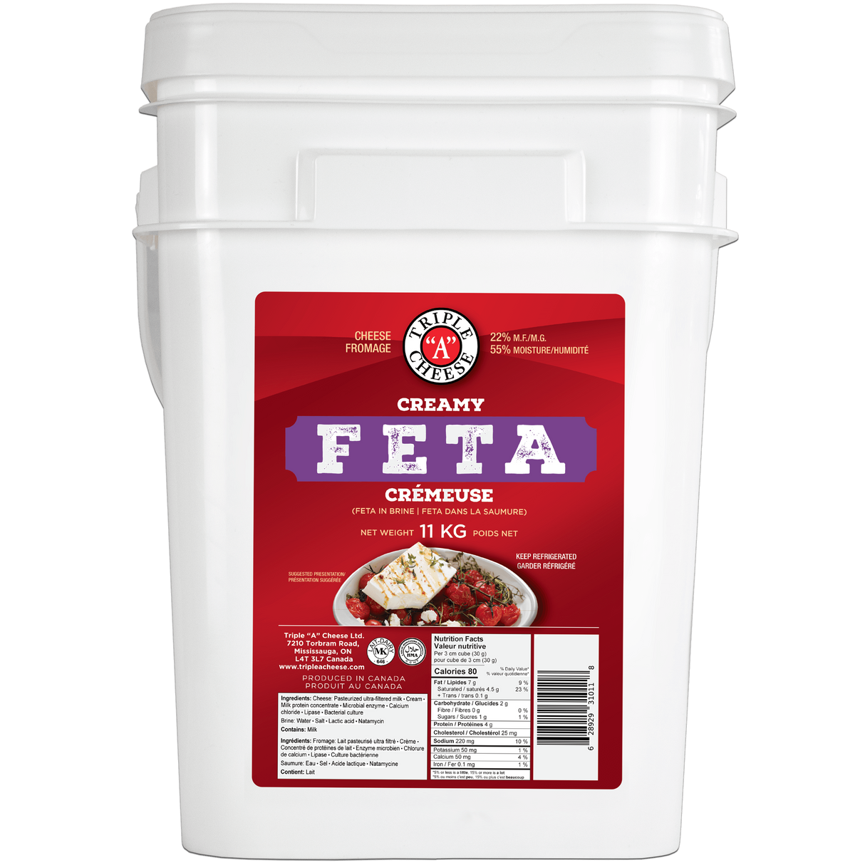 Triple A Feta Cheese Creamy, 11kg