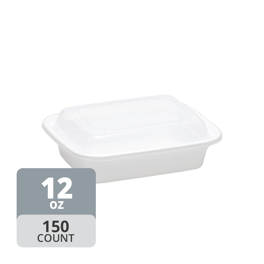 Rectangular PP Container & Lid (12oz, Standard), 150 Count