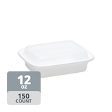 Rectangular PP Container & Lid (12oz, Standard), 150 Count