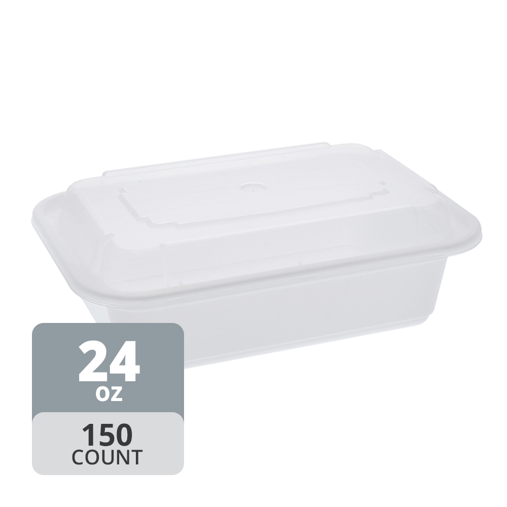 Rectangular PP Container & Lid (24oz, Standard), 150 Count