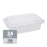 Rectangular PP Container & Lid (24oz, Standard), 150 Count