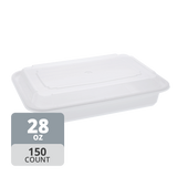 Rectangular PP Container & Lid (28oz, Standard), 150 Count