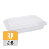 Rectangular PP Container & Lid (28oz, Premium), 150 Count