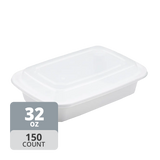 Rectangular PP Container & Lid (32oz, Standard), 150 Count