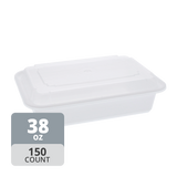 Rectangular PP Container & Lid (38oz, Standard), 150 Count