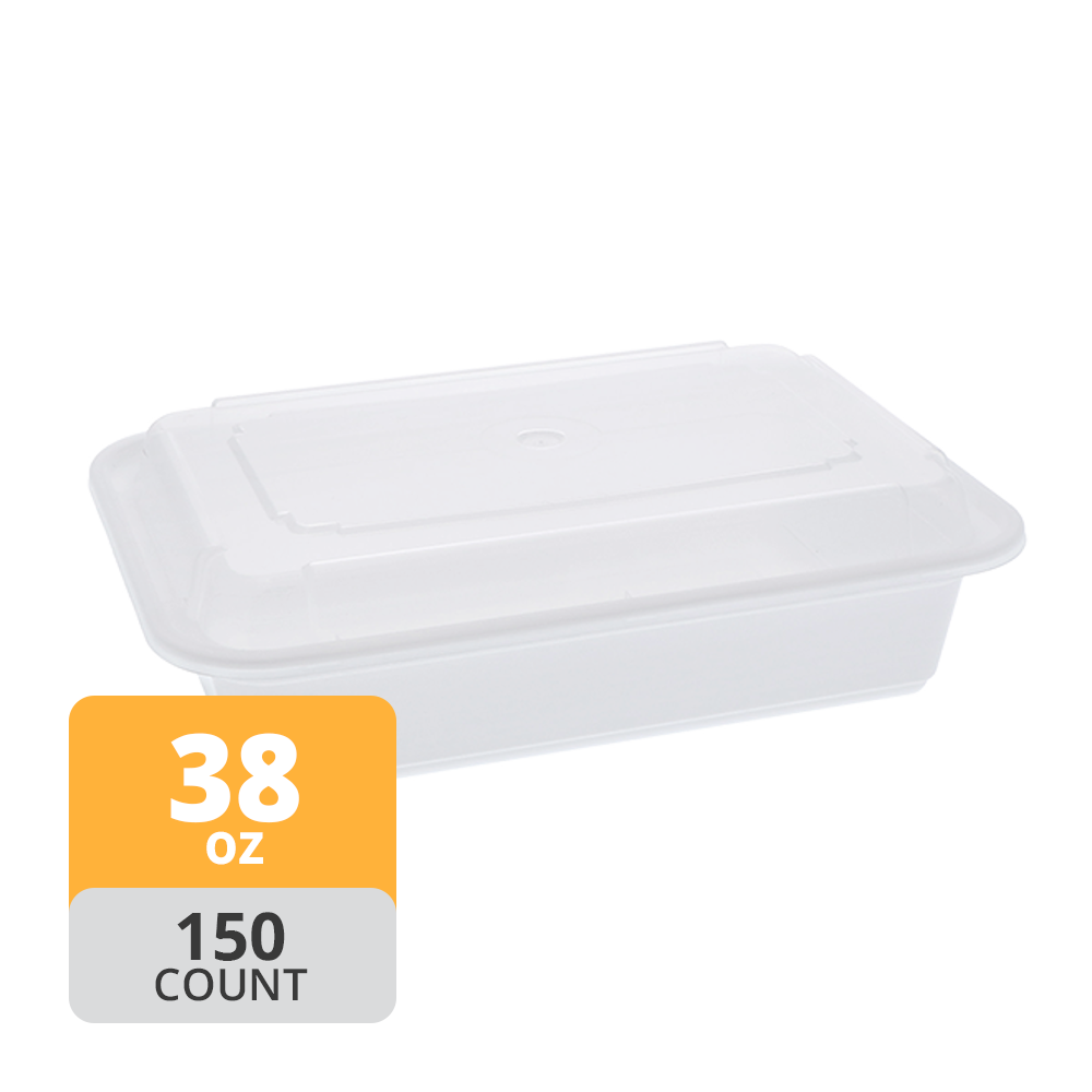 Rectangular PP Container & Lid (38oz, Premium), 150 Count