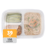 Rectangular PP 3-Comp Container & Lid (32oz, Premium), 150 Count