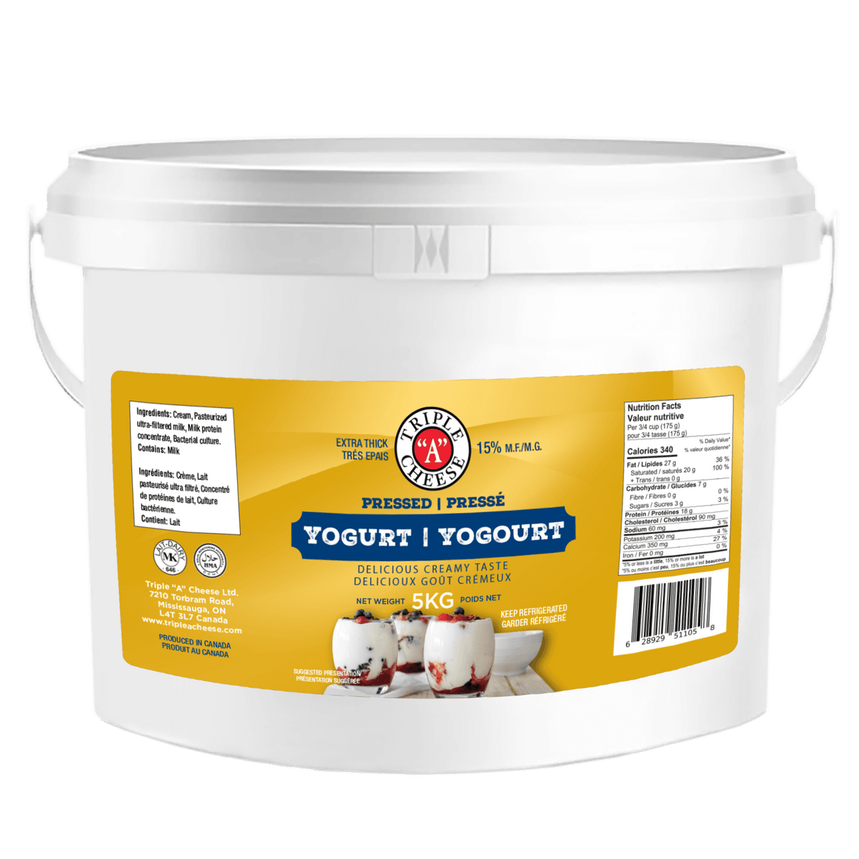 Triple A Pressed Yogurt (15%M.F.), 5kg