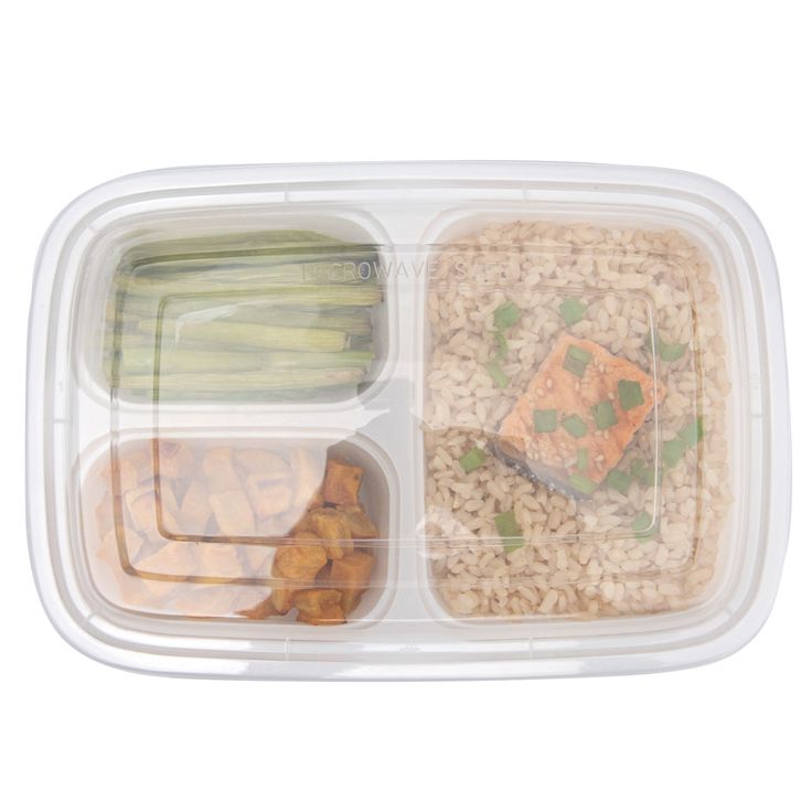 Rectangular PP 3-Comp Container & Lid (32oz, Premium), 150 Count