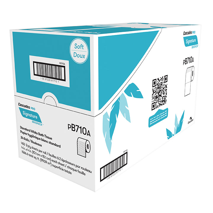 Cascades B710 Soft & Strong Bath Tissue (2-Ply, 4 x 4in, 400 Sheets), 24 Rolls