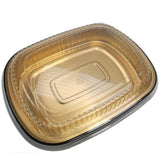 Black & Gold (48oz) Foil Entrée Pan w/ Dome Lid, 50 Pack