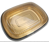 Black & Gold (64oz) Foil Entrée Pan w/ Dome Lid, 50 Pack