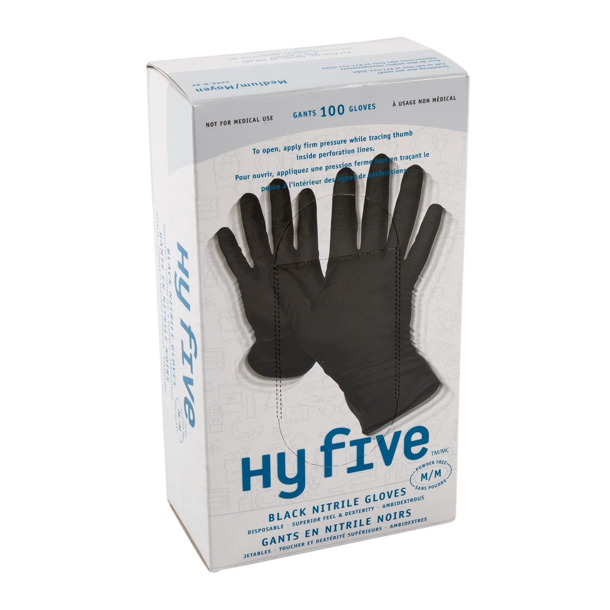 Nitrile Gloves (Black, Medium, 5mm, Powder-Free), 100 Count