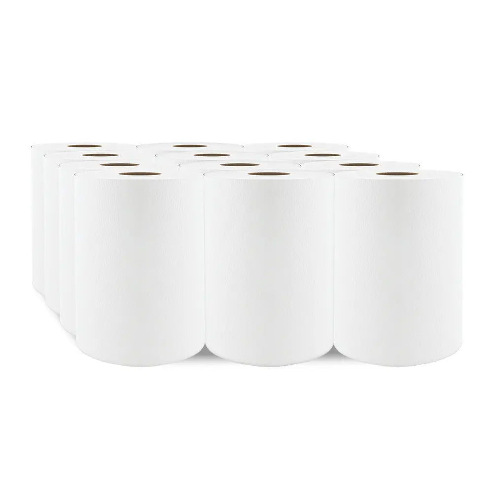 H030 Roll Paper Towel (1-Ply, White, 350ft), 12 Rolls