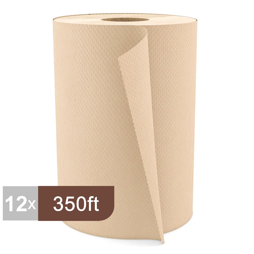 H035 Roll Paper Towel (1-Ply, Natural, 350ft), 12 Rolls