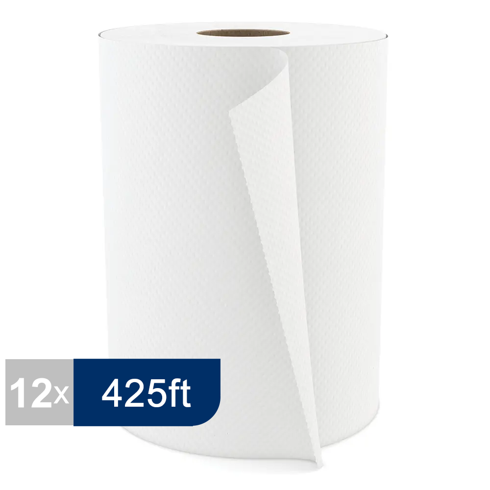 H040 Roll Paper Towel (1-Ply, White, 425ft), 12 Rolls