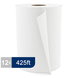 H040 Roll Paper Towel (1-Ply, White, 425ft), 12 Rolls