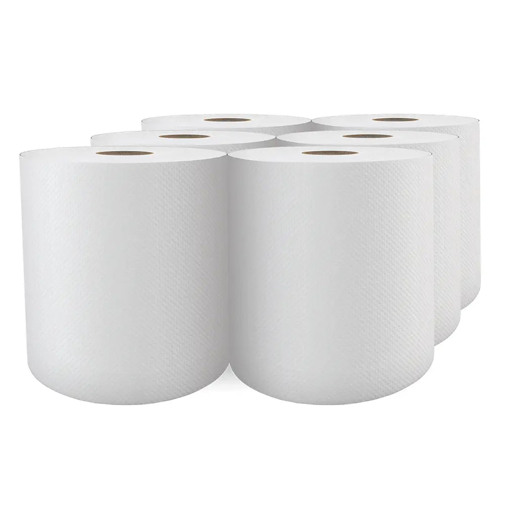 H080 Roll Paper Towel (1-Ply, White, 800ft), 6 Rolls