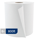 H080 Roll Paper Towel (1-Ply, White, 800ft), 6 Rolls