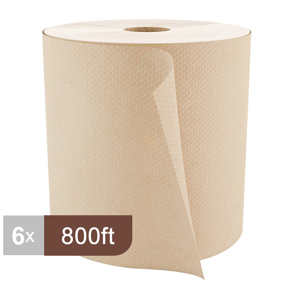 H085 Roll Paper Towel (1-Ply, Natural, 800ft), 6 Rolls