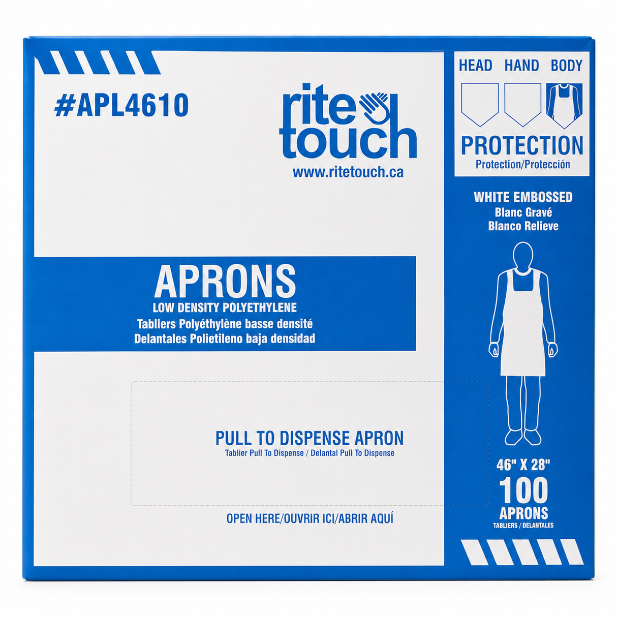 Aprons Poly White Disposable 100/bx