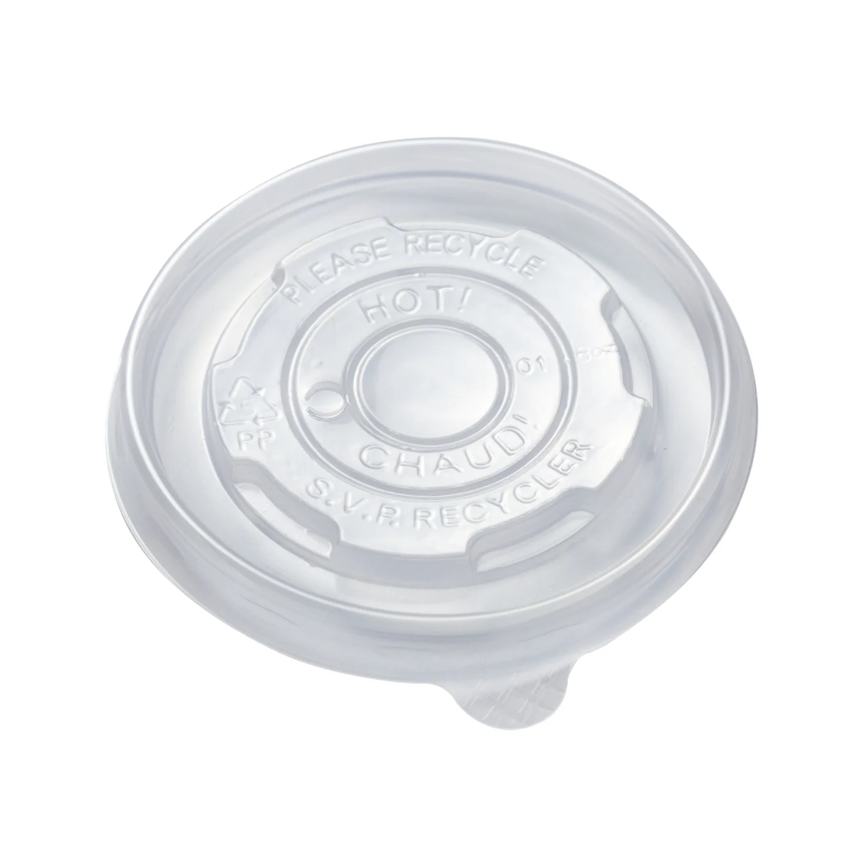 Lids - Vented PP for Paper Soup Cups (90mm, 6-8oz, Clear), 500 Count
