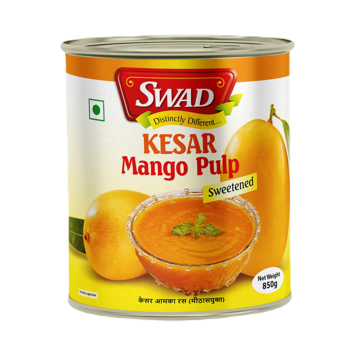 Swad Kesar Mango Pulp (Sweetened), 850g - 24 Count