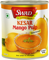 Swad Kesar Mango Pulp (Sweetened), 850g - 24 Count