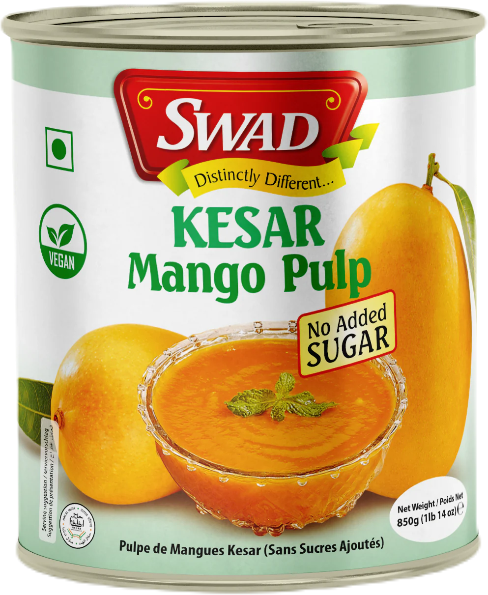 Swad Kesar Mango Pulp (No Sugar) 850g, 6 Count