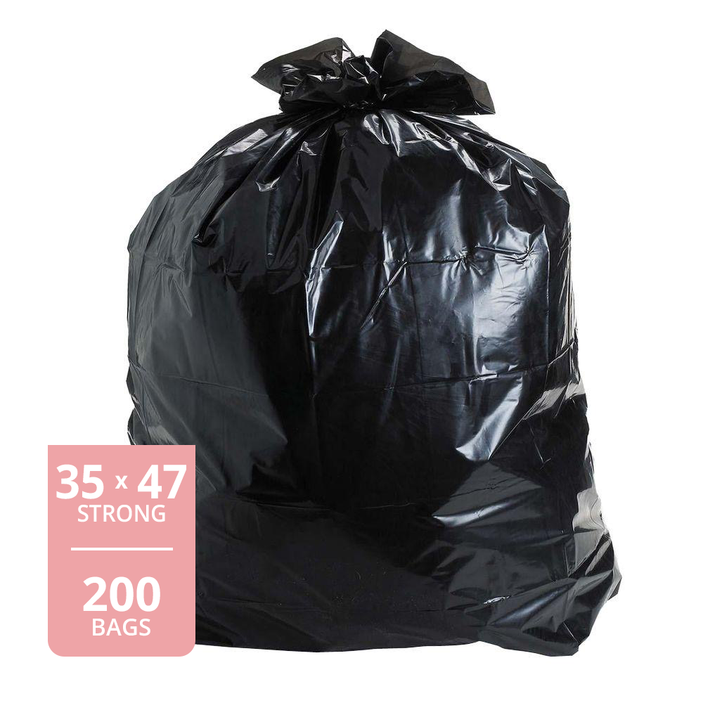 Garbage Bag Black (Strong, 35in x 47in), 200 Count