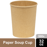 Paper Deli/Soup Container (32oz, Natural), 500 Count