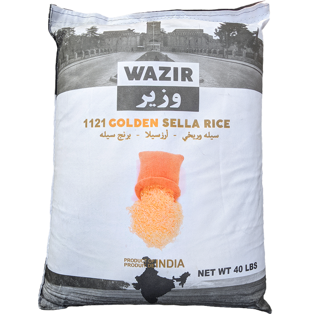Wazir Premium Basmati 1121 Golden Sella Rice, 40lb/18.1kg