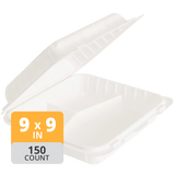 Aybak-93 Hinged PP 3-Comp Take-Out (9 x 9 x 3in), 150 Count