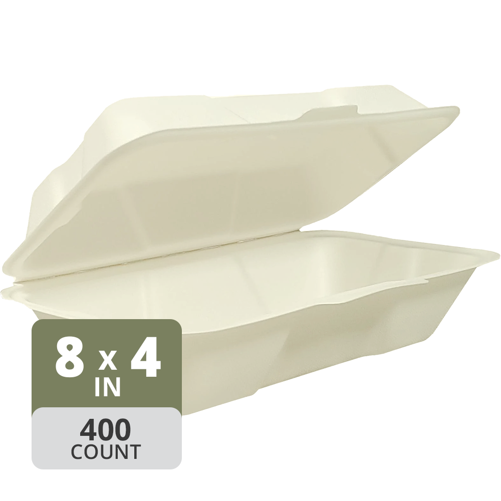 Fiber-84 Hinged Rectangular Hotdog (8.5 x 4.5 x 3in), 400 Count