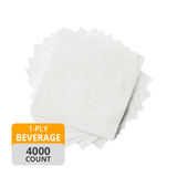 MPI Beverage Napkins (1-Ply, White), 4000 Count