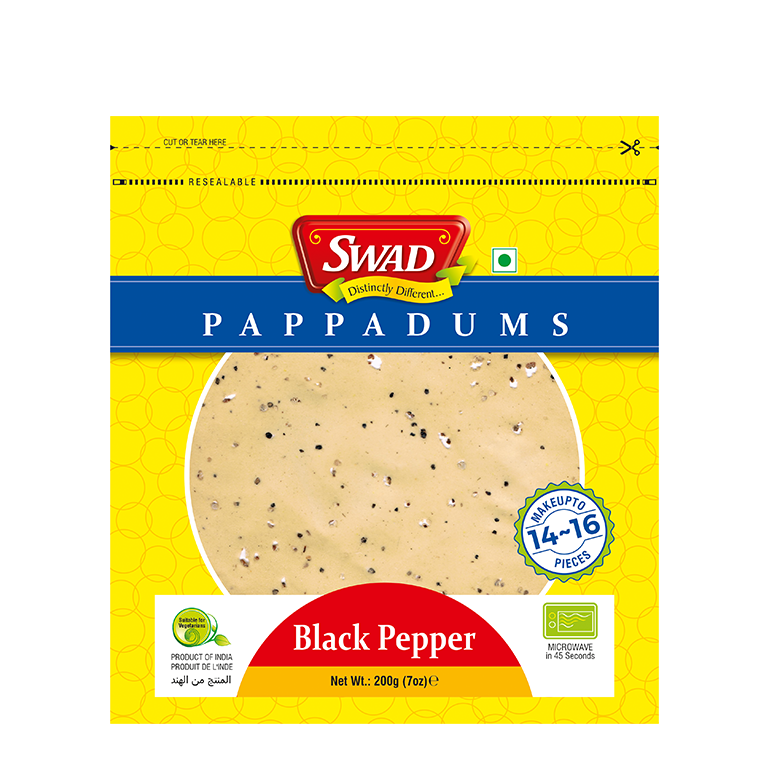 Swad Papad Black Pepper 200g, 80 Count