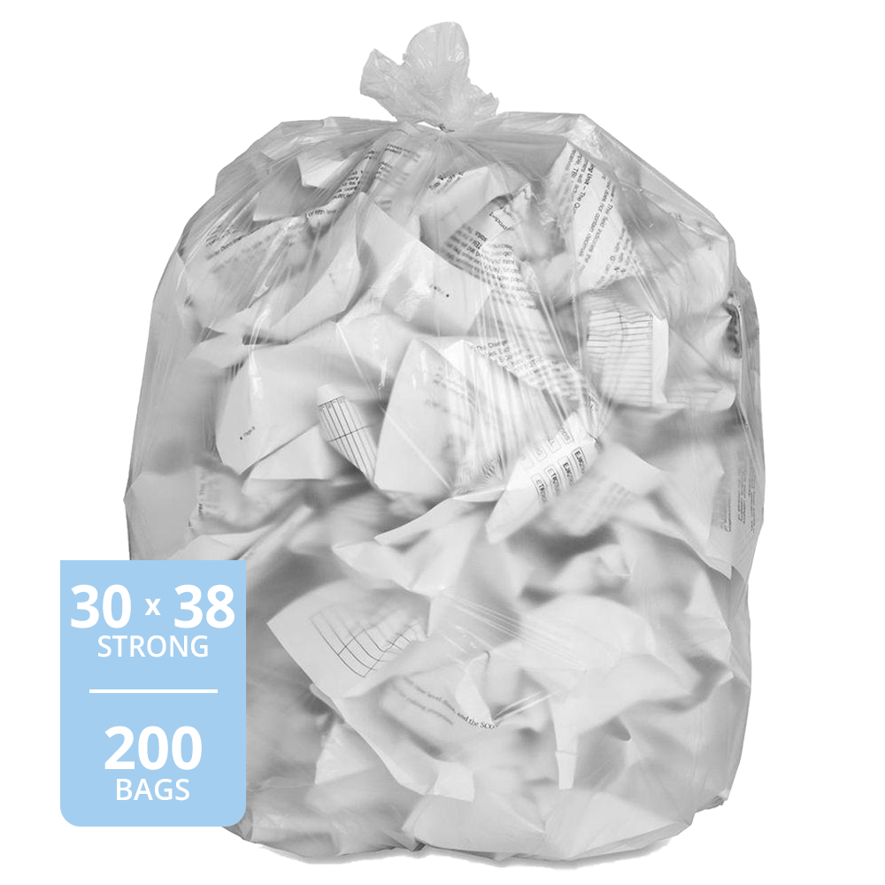 Garbage Bag Clear (Strong, 30in x 38in), 200 Count