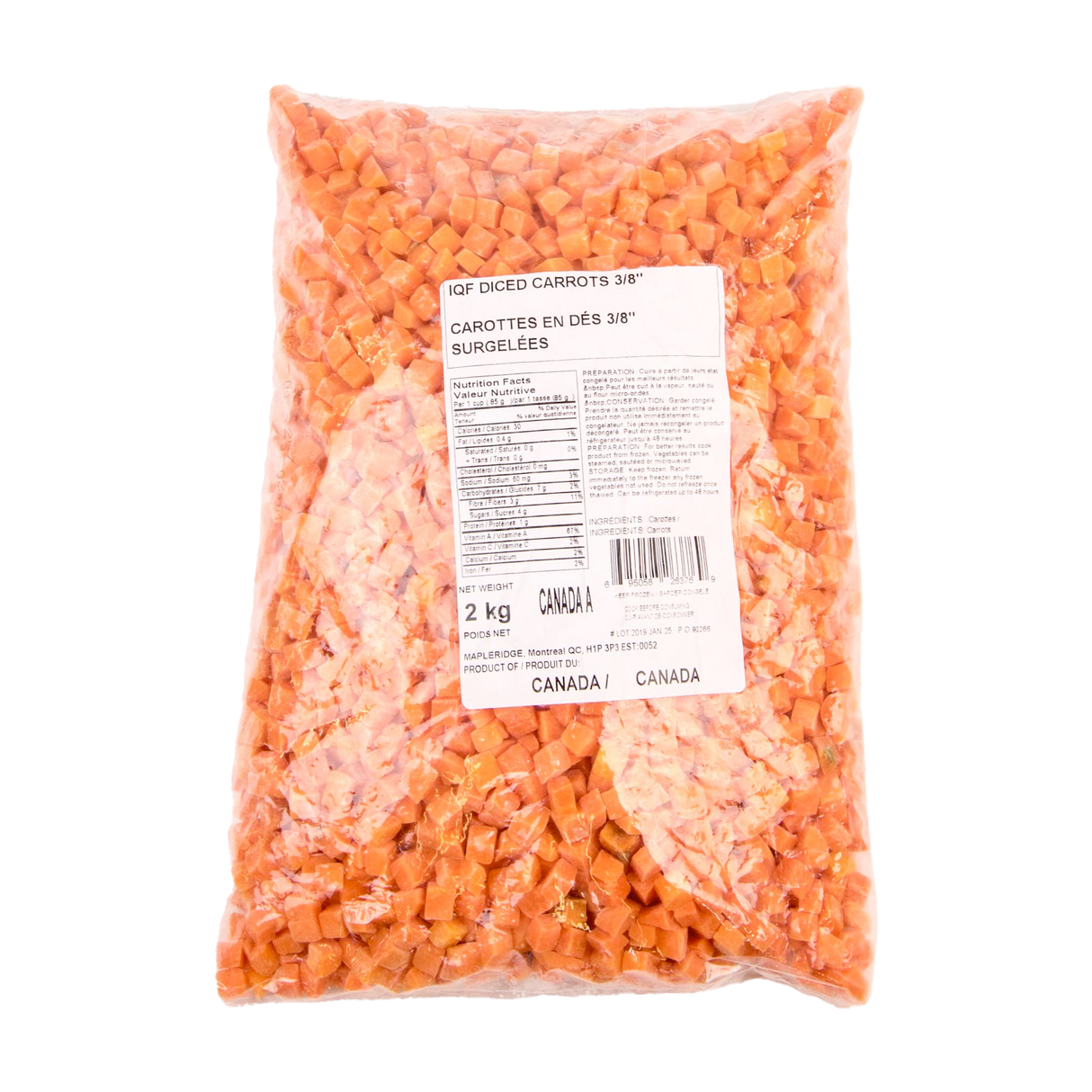 Frz Carrots Diced 2kg - 6 Pack
