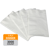 MPI Dinner Napkins (1-Ply, 1/8 Fold, White), 3000 Count