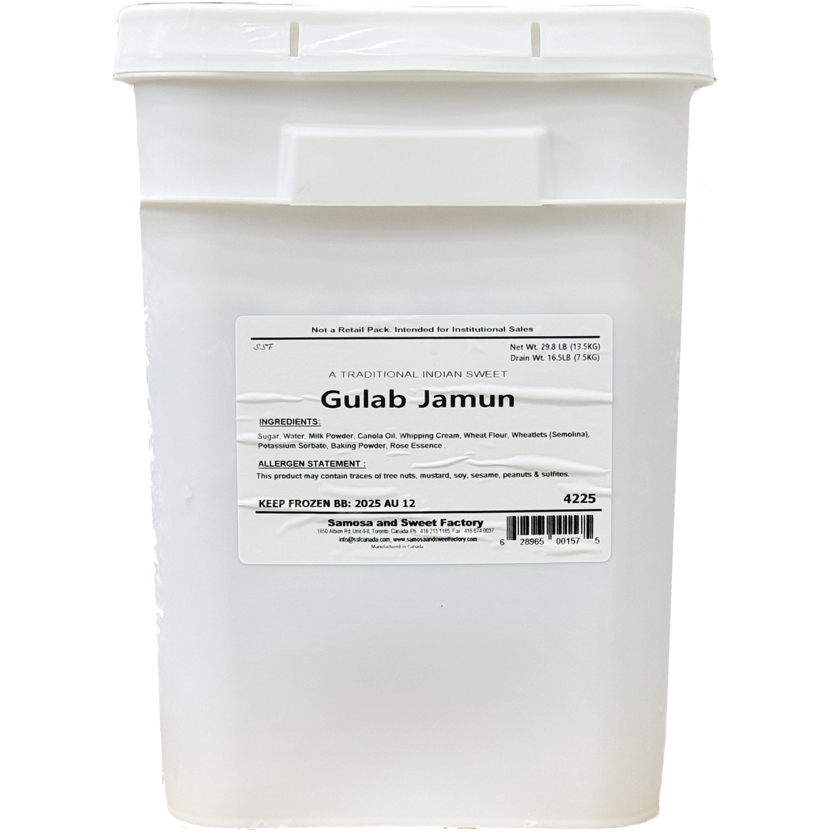 Samosa & Sweet Gulab Jamun Pail (Aprox 200 Count), 13.4kg