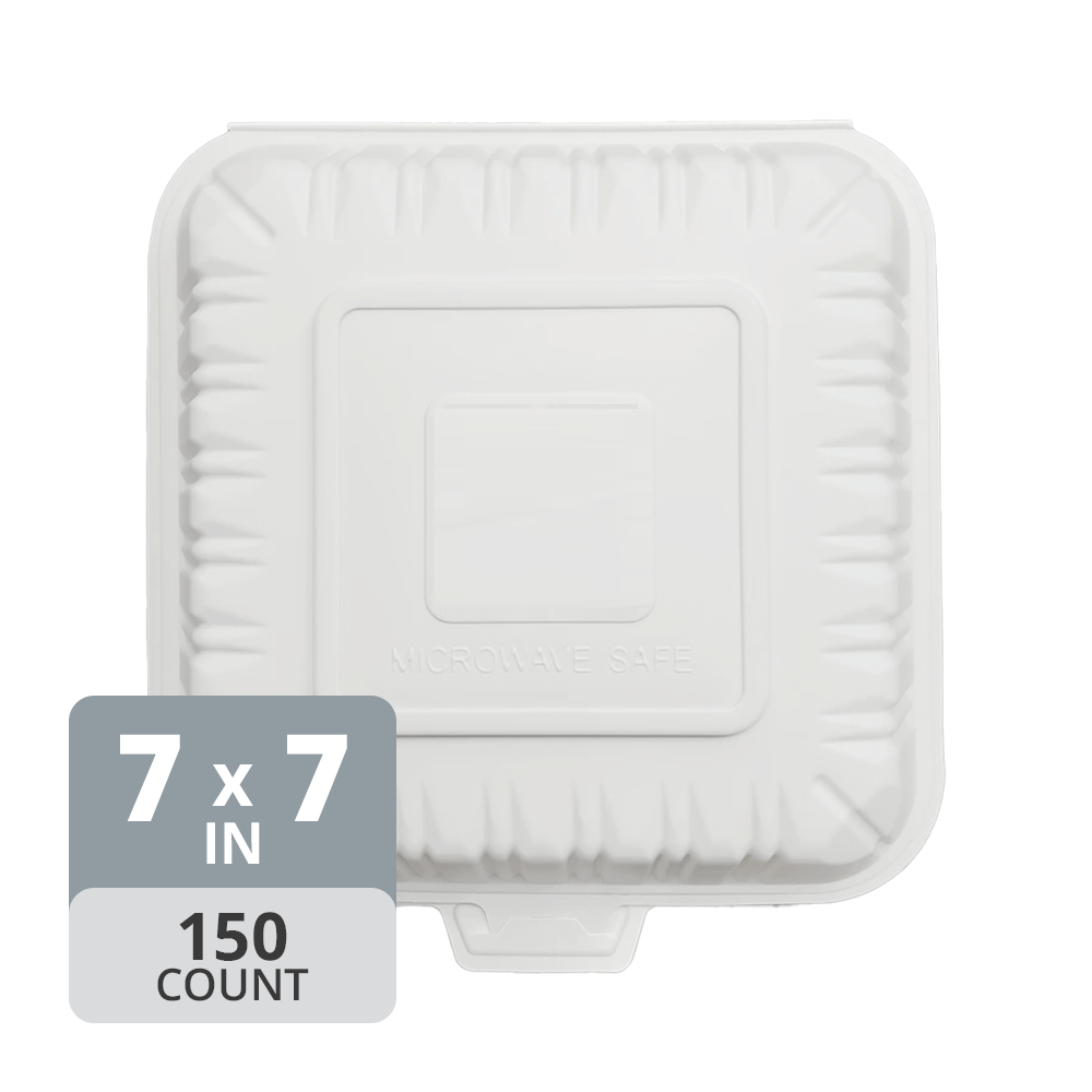 SavyPak Hinged PP Take-Out (7 x 7 x 2.8in), 150 Count