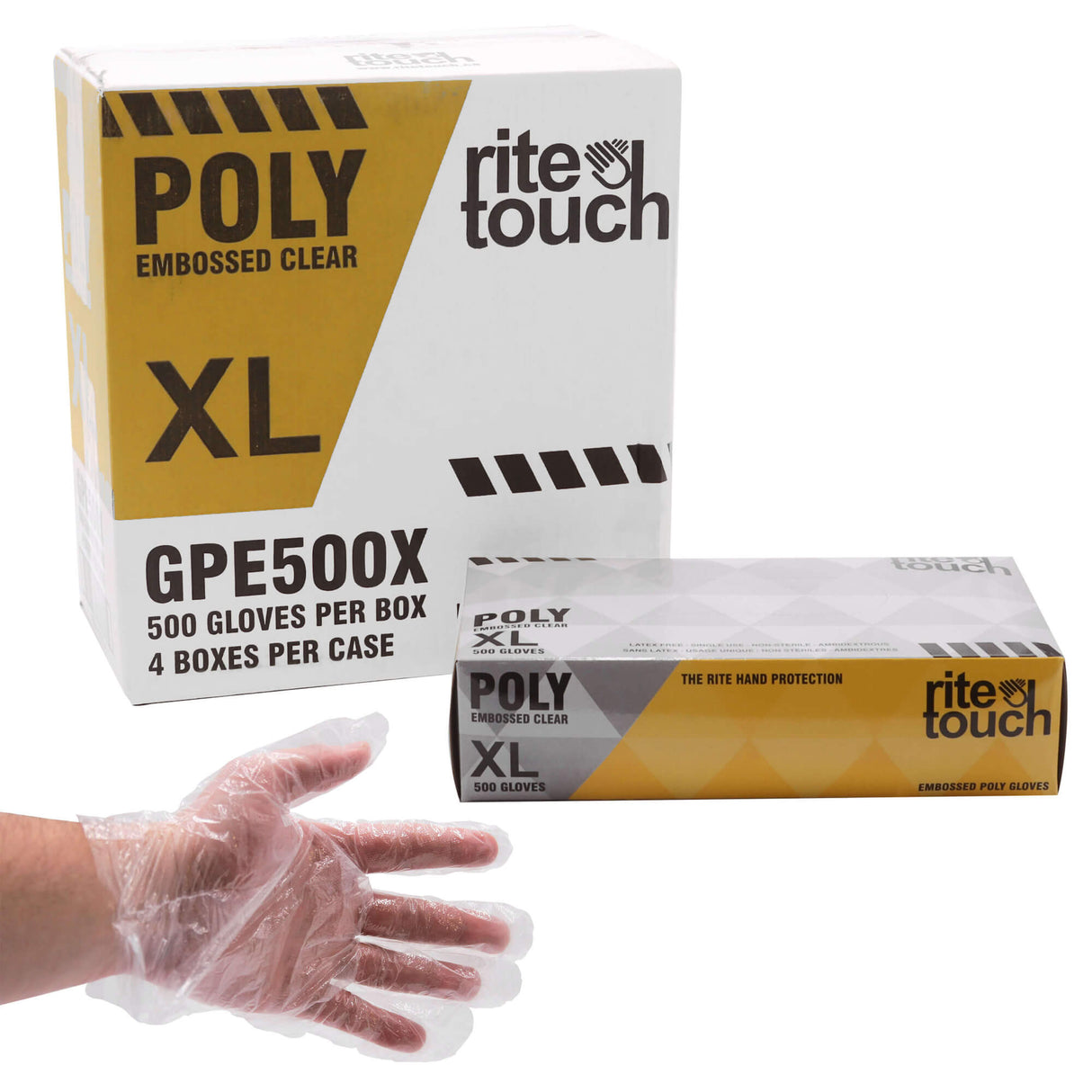 RiteTouch Poly Gloves (Deli, X-Large), 500 Pack