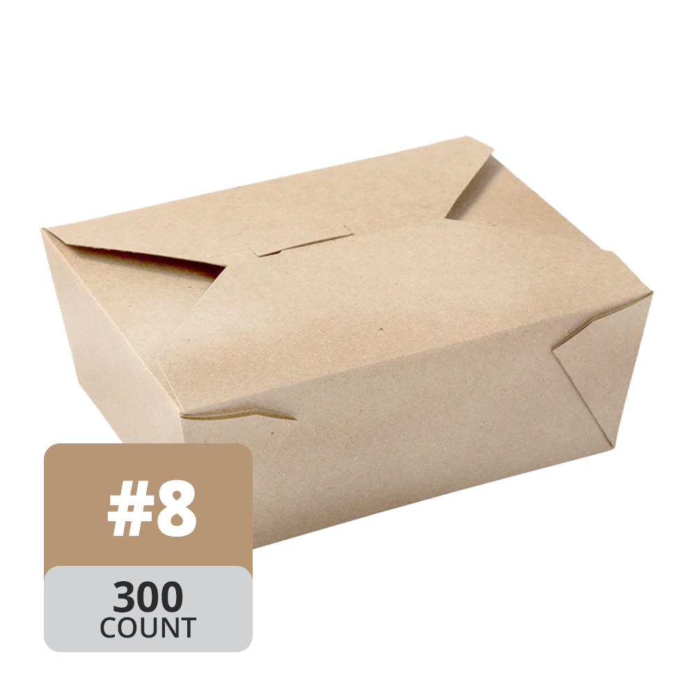 Paper Take-Out Container (Natural #8, 1300mL/45oz), 200 Count