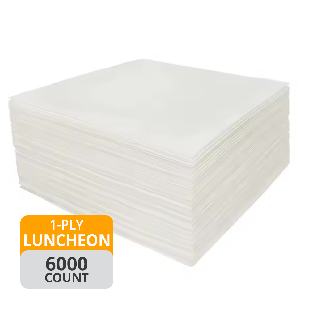 MPI Luncheon Napkins (1-Ply, 12in x 12in, 1/4 Fold, White), 6000 Napkins