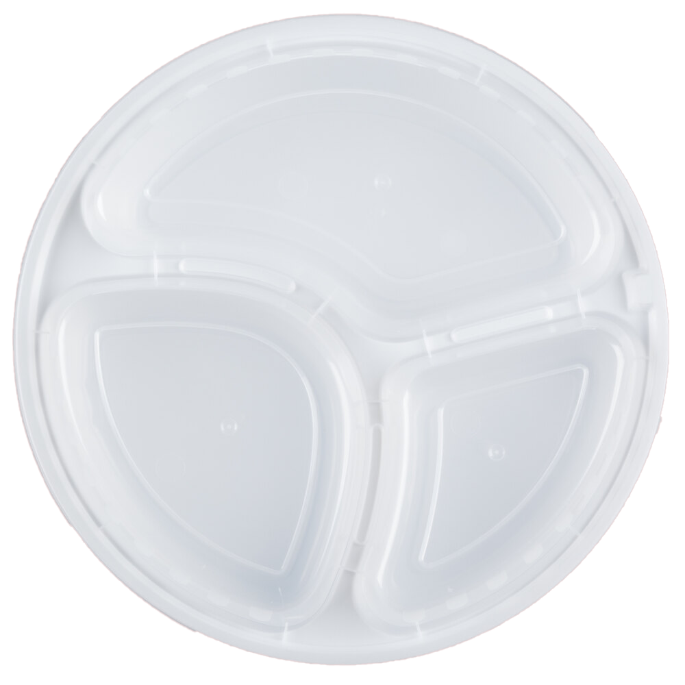 Round 9in PP 3-Comp Container & Lid (33oz, Premium), 150 Count
