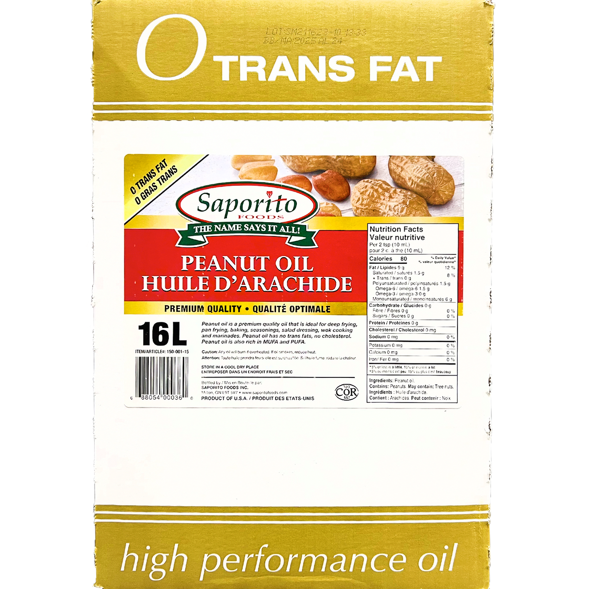 Saporito Premium Peanut Oil Jib, 16L